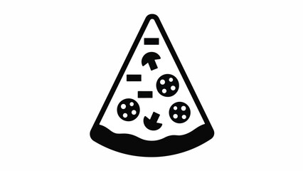 A slice of pizza with various toppings on a white background from a top viewpoint