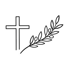 Cross with olive branch