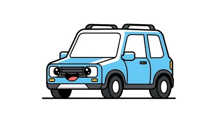 Blue cartoon SUV vehicle illustration.