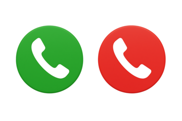Green and red phone icons isolated on transparent background