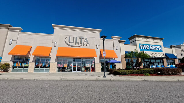 Lakeland Florida Ulta Beauty retail store strip mall blue sky