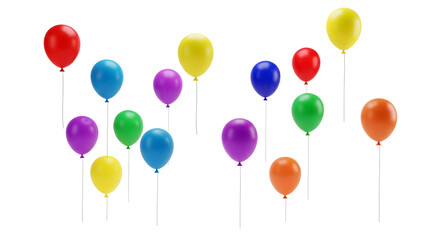 balloon Colorful floating on white and transparent background