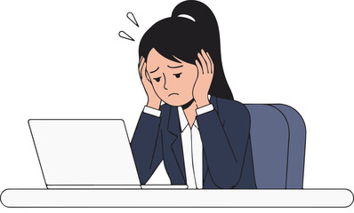 Work Stress Concept Cartoon Illustration, Business Problem Office Worker Character