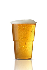 plastic mug of beer