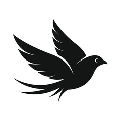 Fototapeta premium A sleek black bird icon in a flat elegant silhouette design