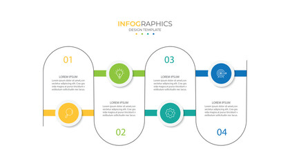 Process business infographic thin line with square template design with icons and 4 options or steps.