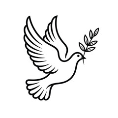 Obraz premium A white dove in flight carrying an olive branch symbol of peace