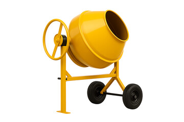 Yellow cement mixer isolated on transparent background