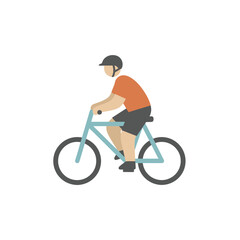 Flat Design Person Riding Bicycle with Helmet Icon