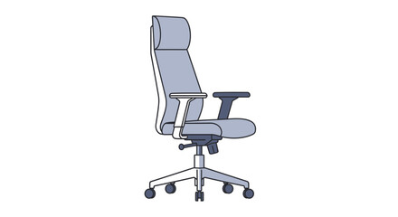 Fototapeta premium Modern gray office chair with adjustable armrests and wheels on white background illustration with ergonomic chair and modern furniture and workspace furniture