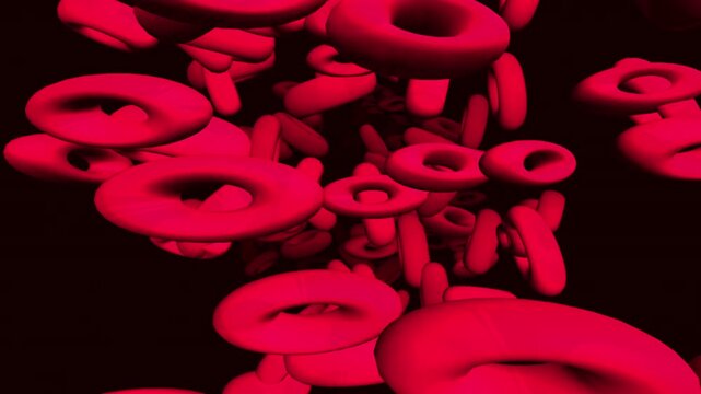 Red Blood Cells Erythrocytes Dark Artery Medical Cardiology Heartbeat Pulse Surging Organic Tumbling Stream Loop 4K ProRes 422 HQ