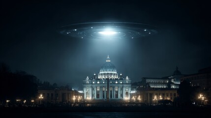 Obraz premium Extraterrestrial contact between the Vatican and UFOs