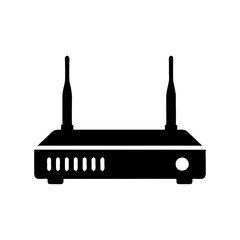 Black silhouette of a wireless router with two antennas