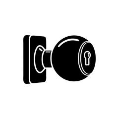 Black and white clipart of a door lock with a keyhole
