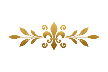 Golden Fleur-de-Lis Ornament &ndash; Elegant Decorative Vector Flourish Design