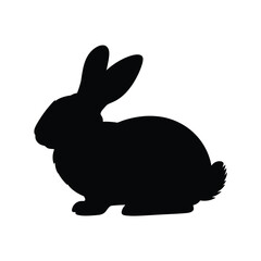 A simple black silhouette of a rabbit in a seated position © FAS
