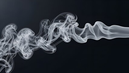 Elegant white smoke trails against a deep charcoal background with flowing patterns