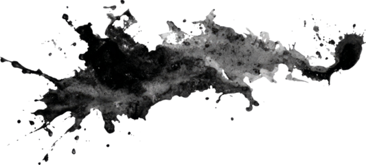 Ink splatter black paint abstract art grunge texture splash pattern in dynamic motion