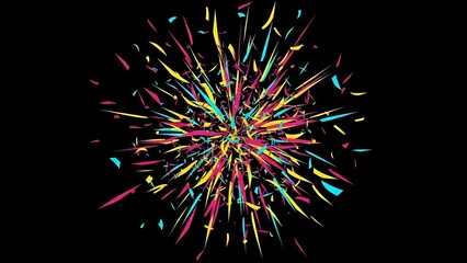 Explosion of abstract multicolored shards with a dark background for modern design projects
