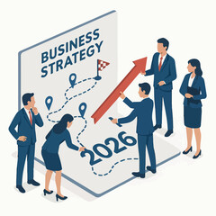 Business people develop roadmap strategies for 2026