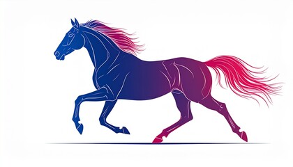 Vibrant horse running with colorful mane and tail in motion