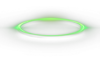 Green neon glowing frame with glowing halo effect, abstract futuristic circular motion and speed lines, green ellipse, PNG