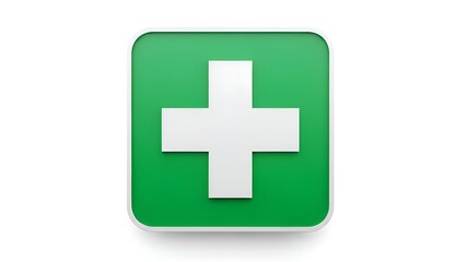 Fototapeta premium A green medical cross symbol on a white background