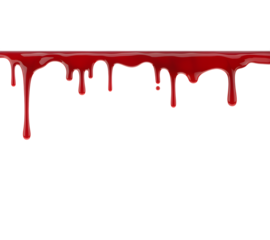 Viscous red liquid drips on black background for horror design