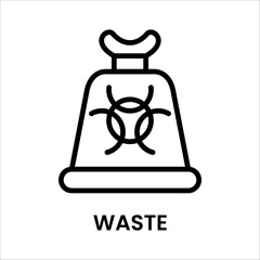 a Simple black line icon of waste