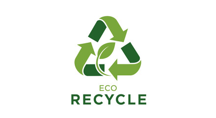 Fototapeta premium Green eco friendly recycle symbol illustration with leaf vector graphic with sustainability and environment and ecology and nature and earth