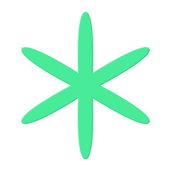 Fototapeta premium Green asterisk star shape. Abstract flower symbol.