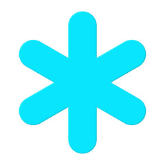 Fototapeta premium Cyan asterisk symbol isolated. Rounded snowflake icon.