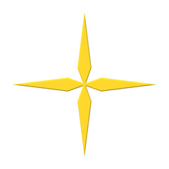 Obraz premium Yellow four pointed star isolated. Sparkle and flash symbol.