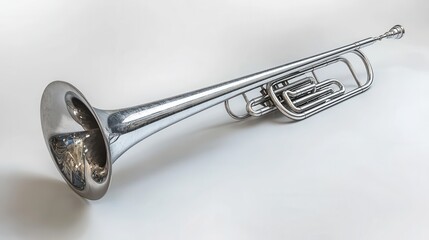 Obraz premium Silver Trombone Isolated on Pure White Background