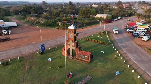 Ancient Jesuit Mission ruins of San Ignacio Mini in Misiones, Argentina. UNESCO World Heritage site surrounded by tropical forest.