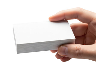 Obraz premium Hand holding business cards isolated on transparent background