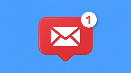 Notification icon with unread message symbol on blue background