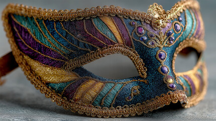 Close up venetian carnival mask background - ai generative