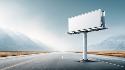 Empty roadside billboard mockup on open highway symbolizing advertising marketing communication branding opportunities and clear messaging, Generative AI