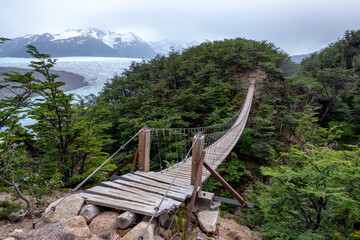 Bridge near Grey Glacier in the Southern Patagonian Ice Field, Chile.
