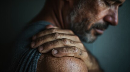 Reassuring touch on man s shoulder