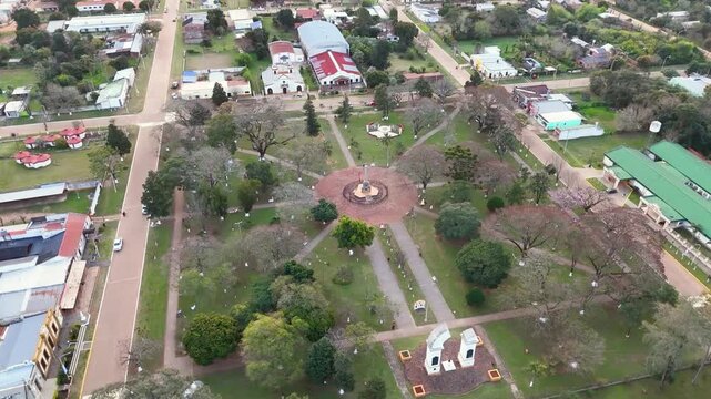 Ancient Jesuit Mission ruins of San Ignacio Mini in Misiones, Argentina. UNESCO World Heritage site surrounded by tropical forest