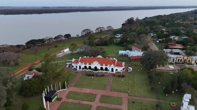 Ancient Jesuit Mission ruins of San Ignacio Mini in Misiones, Argentina. UNESCO World Heritage site surrounded by tropical forest