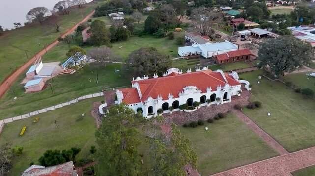 Ancient Jesuit Mission ruins of San Ignacio Mini in Misiones, Argentina. UNESCO World Heritage site surrounded by tropical forest