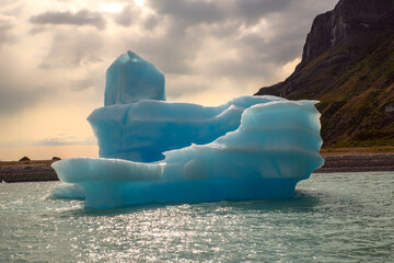 Icebergs floating on Argentino lake, Patagonia landscape, Argentina.