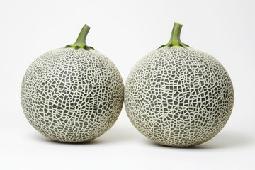 Two Ripe Cantaloupe Melons with Netted Rind Texture