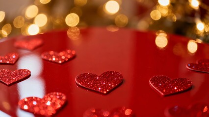 red hearts on a red background