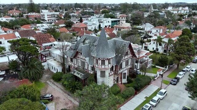 Beautiful luxury mansions and upscale houses in Carrasco neighborhood, Montevideo. High-end residential area in Uruguay.