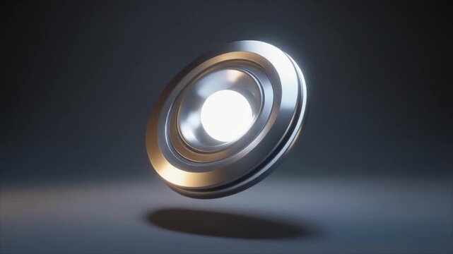 Abstract Metallic Ring with Glowing Light in the Center circle shape