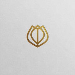 Gold rose symbol flower in minimalist line art design. Elegant, feminine logo for beauty, jewelry, florists, spas, skincare, cosmetics, and wedding related businesses.